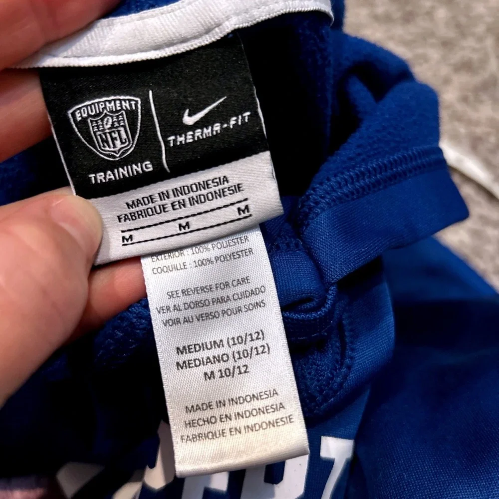 Nike Indianapolis Colts Kids Blue Therma-FIT Pullover‎ Hoodie Size Medium 10/12